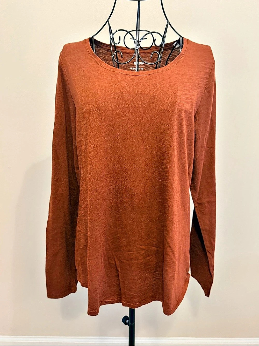 Sonoma Goods For Life The Everyday Tee Long Sleeve Tee in Brown Size Medium